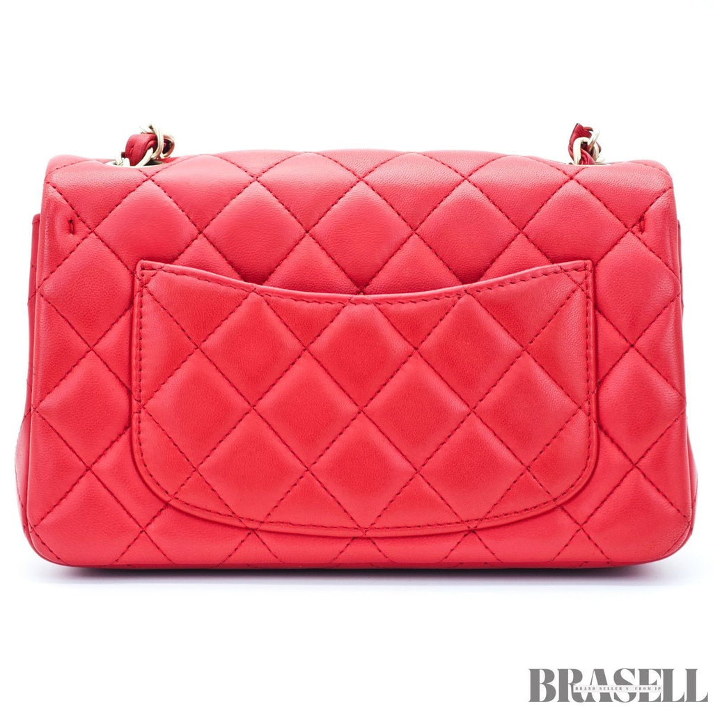Chanel Mini Matelassé 20 Lambskin Single Flap Shoulder Bag Red Women