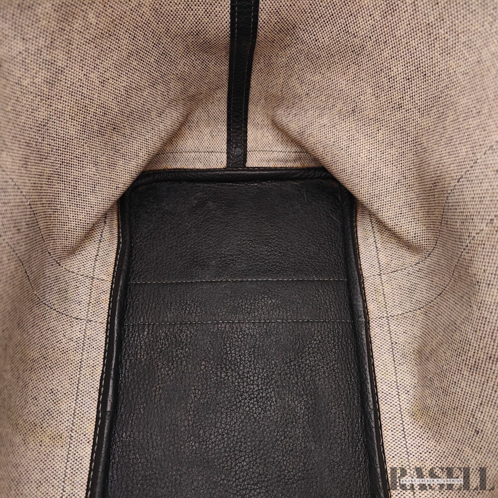 HERMES Garden Party Gray Black Toile Ash Leather Tote Bag Handbag D□C
