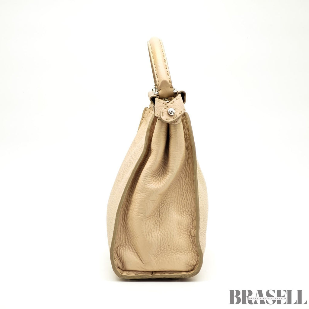 Fendi Regular Peekaboo Selleria 8BN226 Handbag Shoulder Bag 2Way Beige