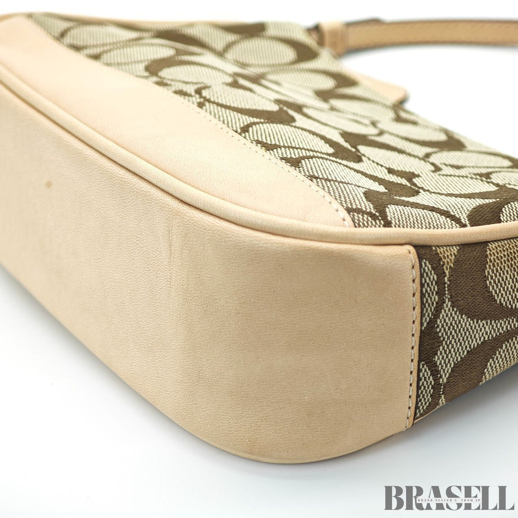 COACH Signature Mini Bag Beige Handbag Women's with Dust Bag