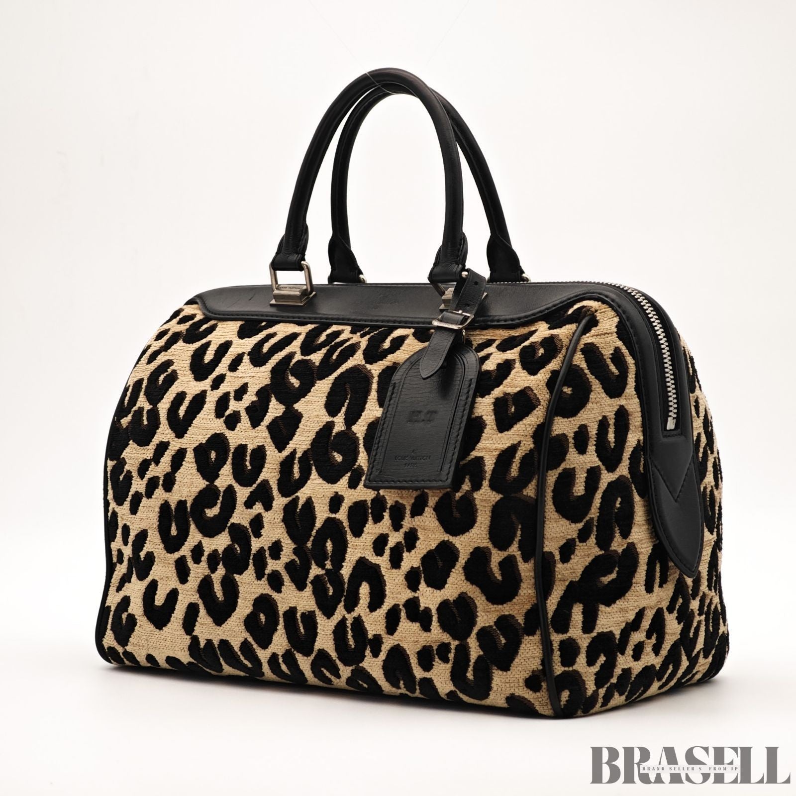 Louis Vuitton Leopard Speedy M97396 Handbag Mini Boston Bag Black Beige