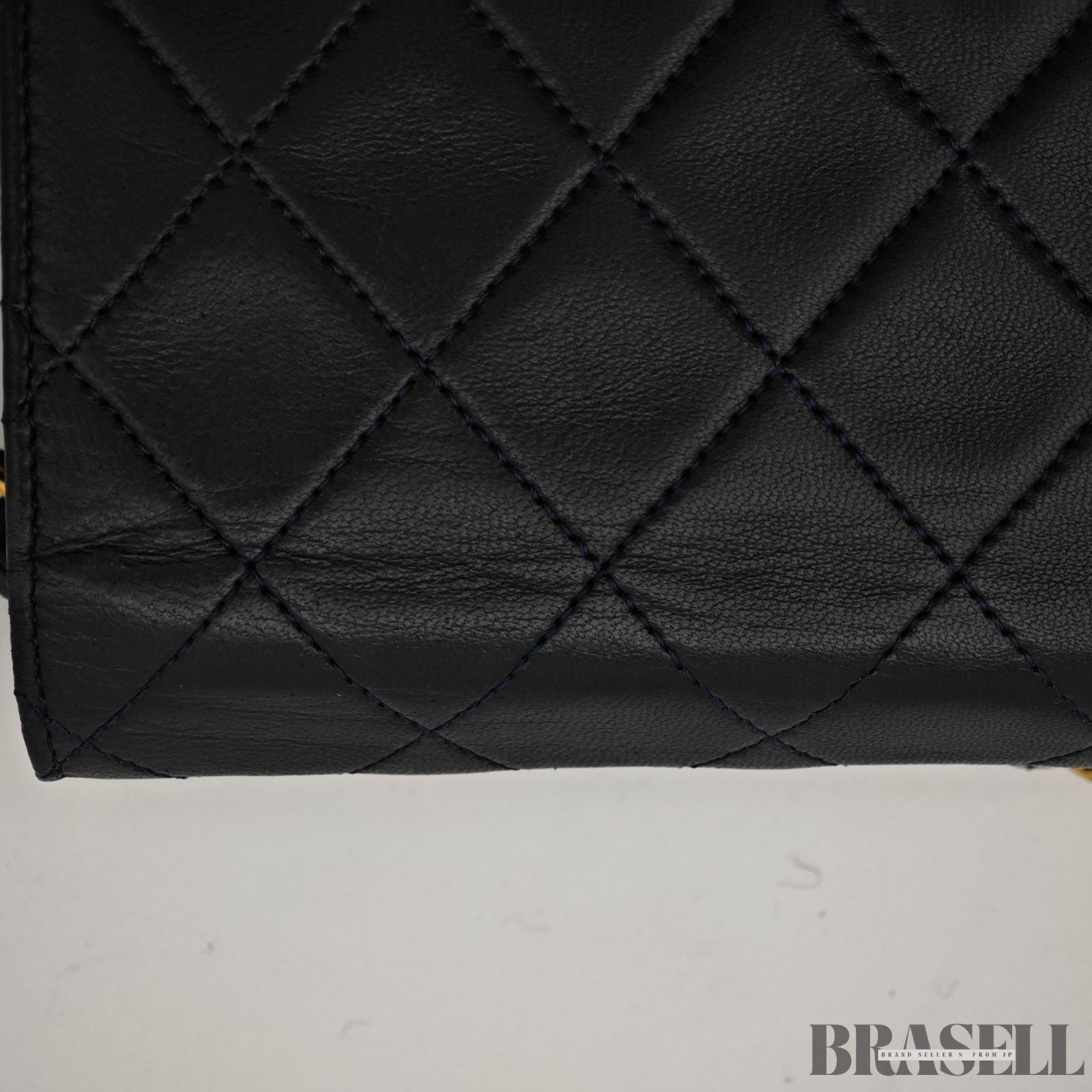 CHANEL Matelassé Full Flap Push Lock Shoulder Bag Chain Small Black Lambskin
