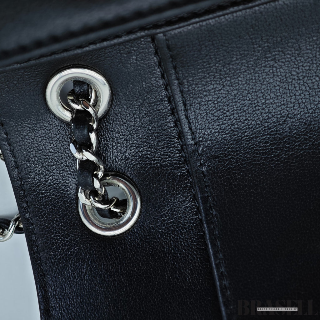 CHANEL Mademoiselle Vintage Double Flap W A93083 Chain Shoulder Bag Black