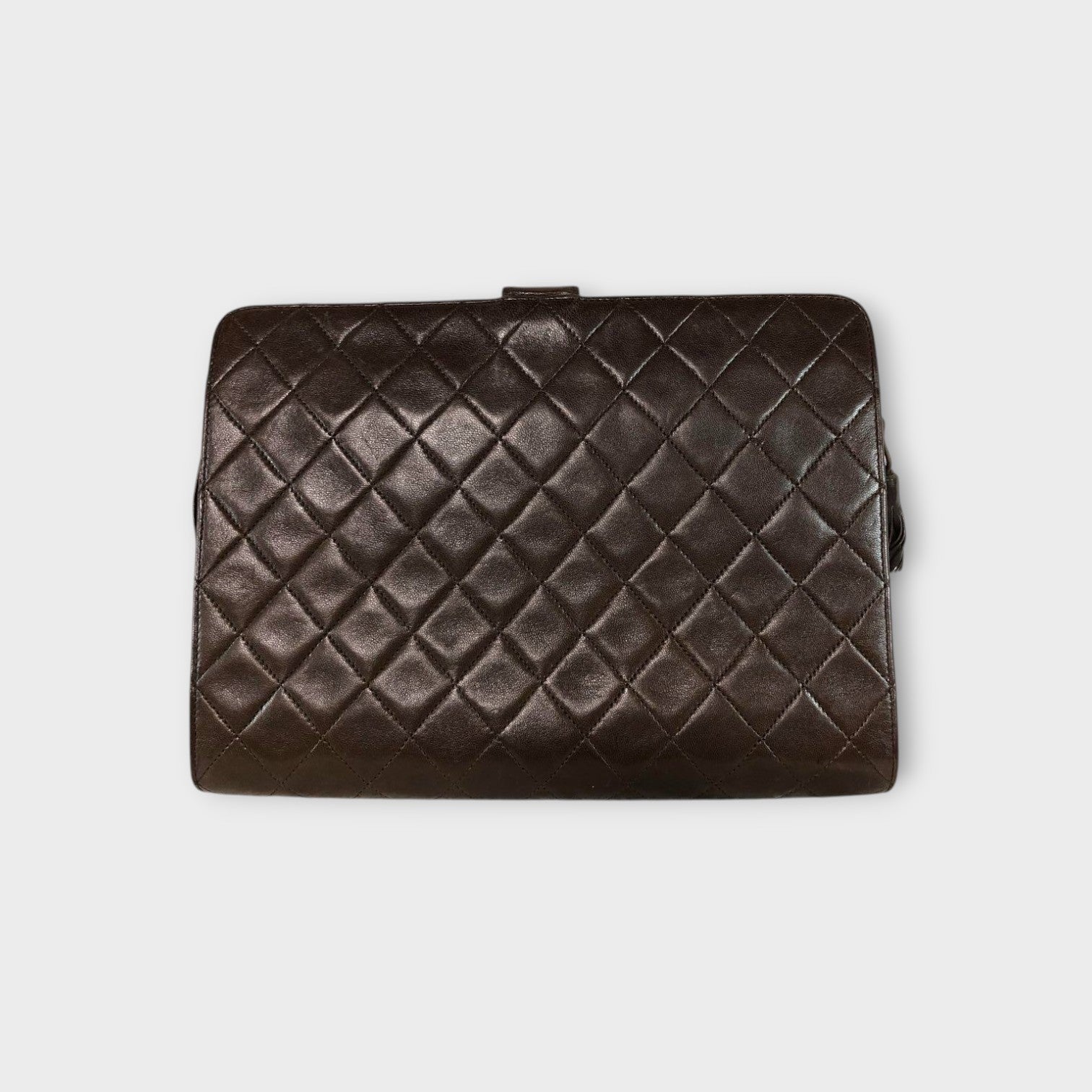 CHANEL Matelassé Lambskin Chain Shoulder Bag Fringe Gold Coco Mark Brown 【B】