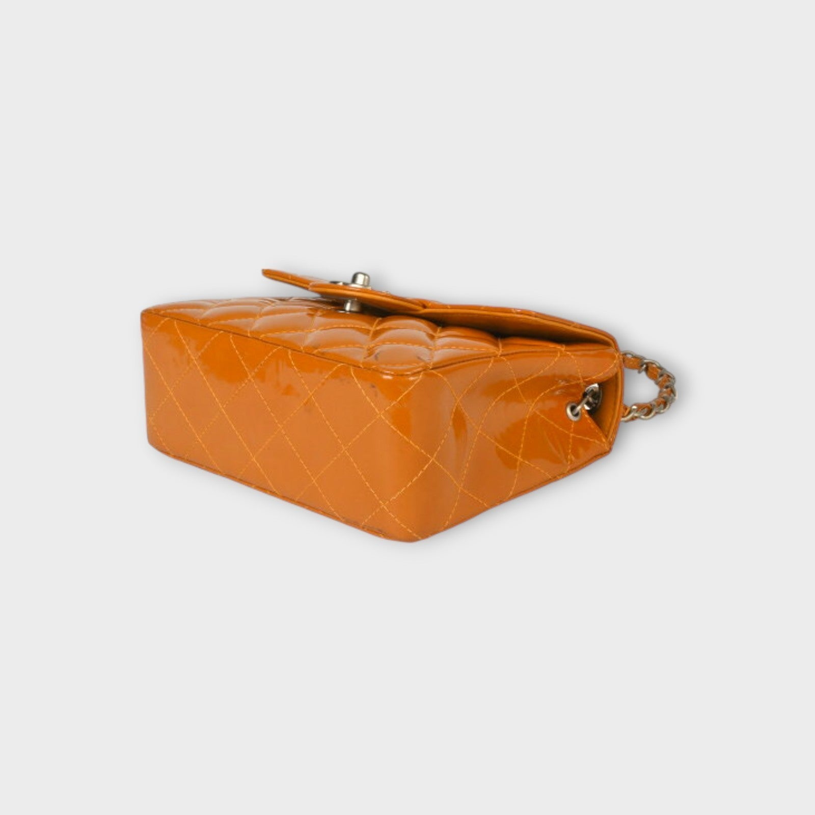 CHANEL Mini Matelasse Coco Mark Single Flap Chain Shoulder Bag Enamel Orange