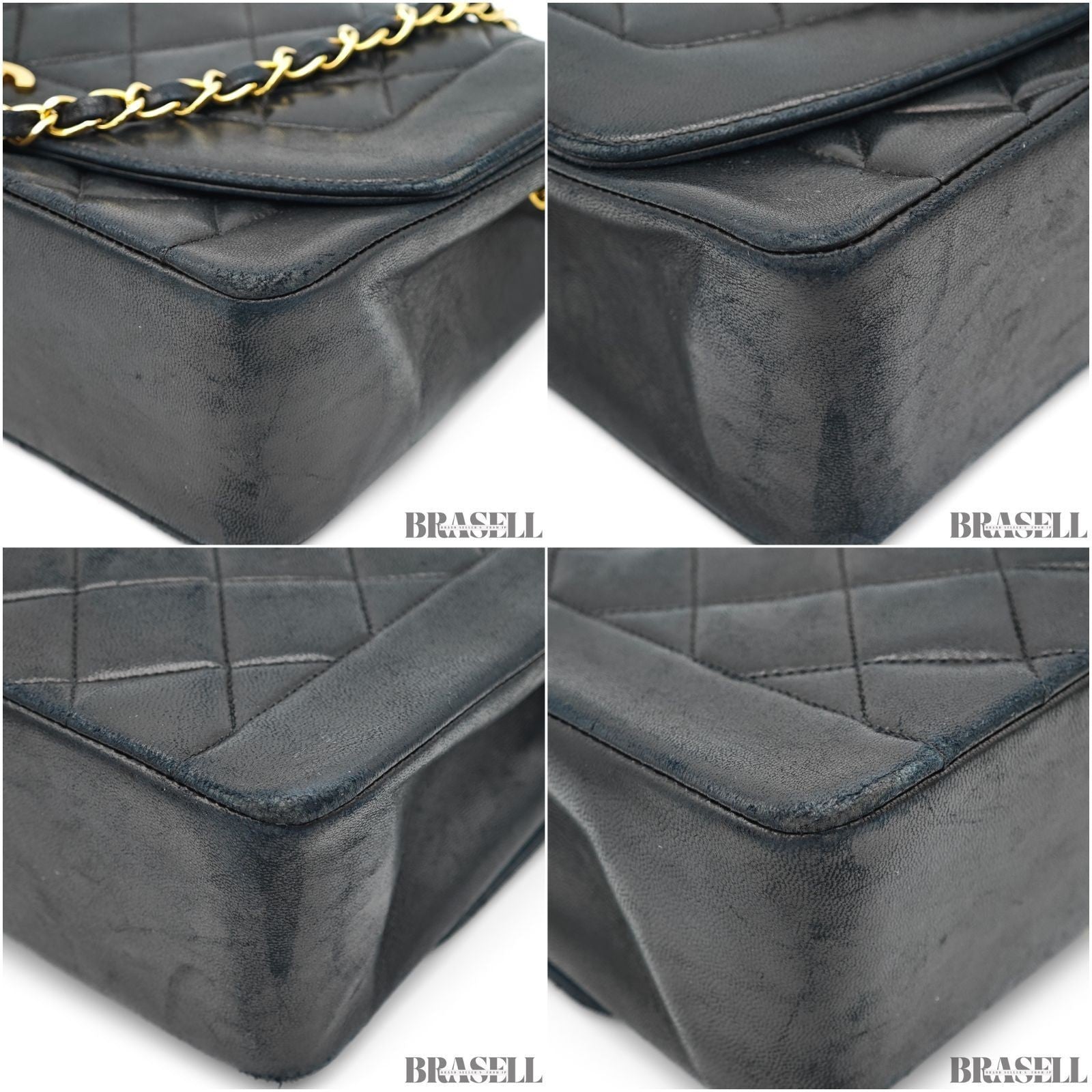 CHANEL Diana 25 Lambskin Flap Bag Black Quilted Shoulder Bag Women's