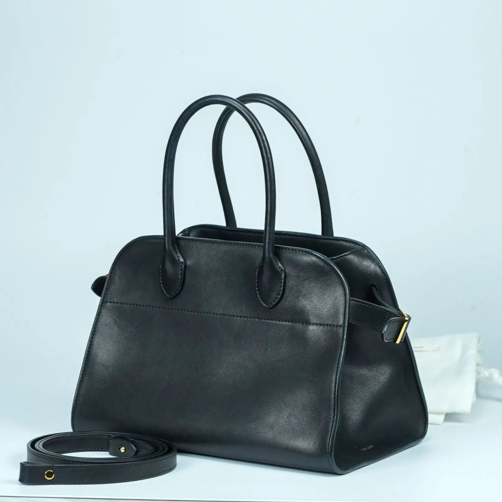 THE ROW Margaux 10 Saddle Leather 2-Way Handbag Shoulder Bag
