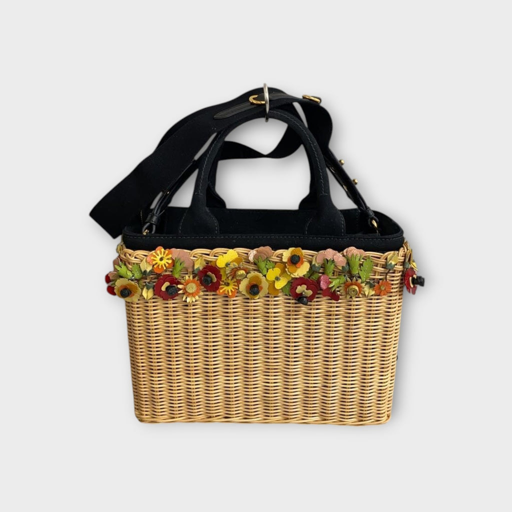 PRADA Midollino Garden Flowers Basket Bag
