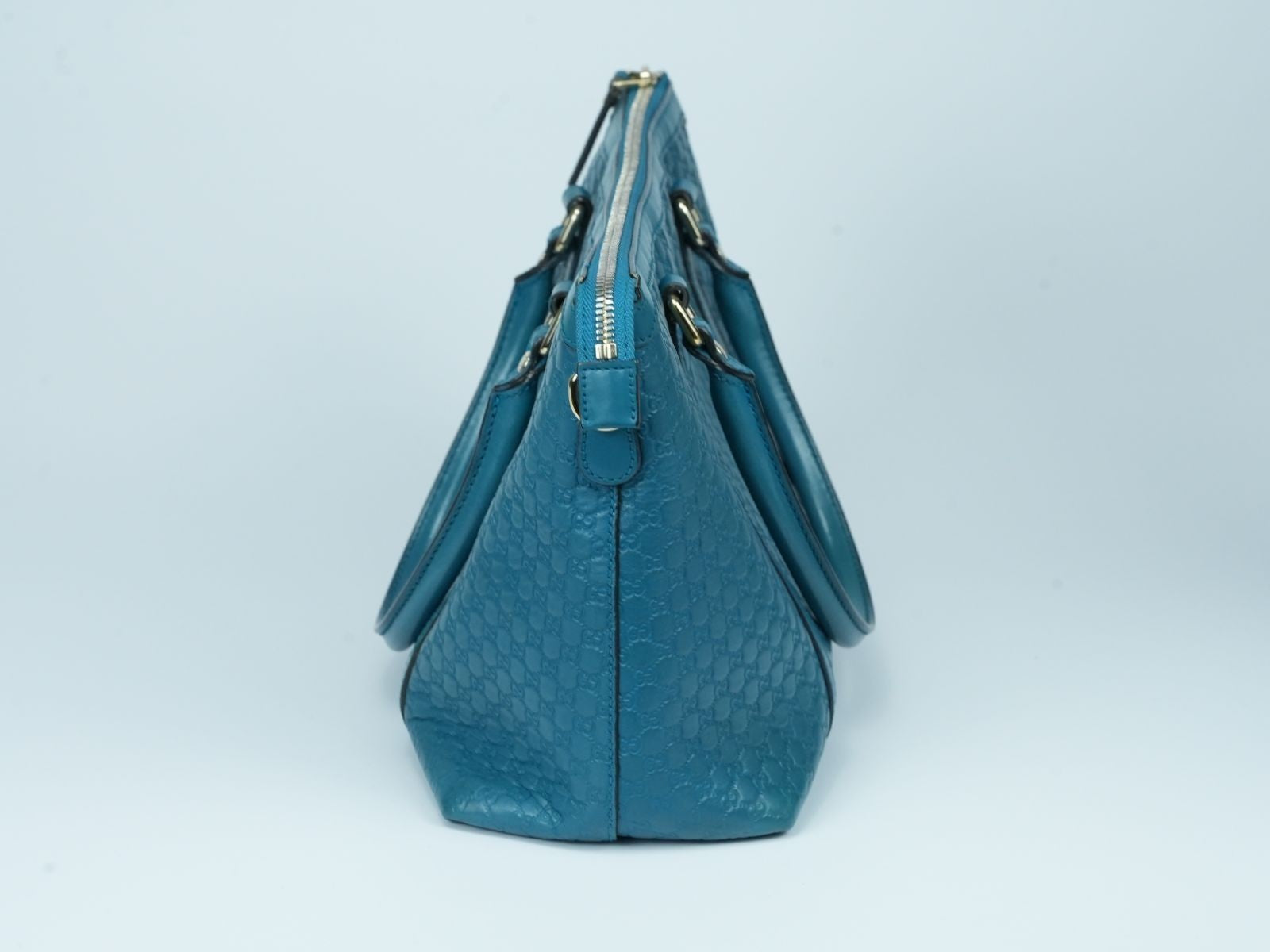 GUCCI Microguccissima GG Pattern Leather Tote Bag Emerald Blue