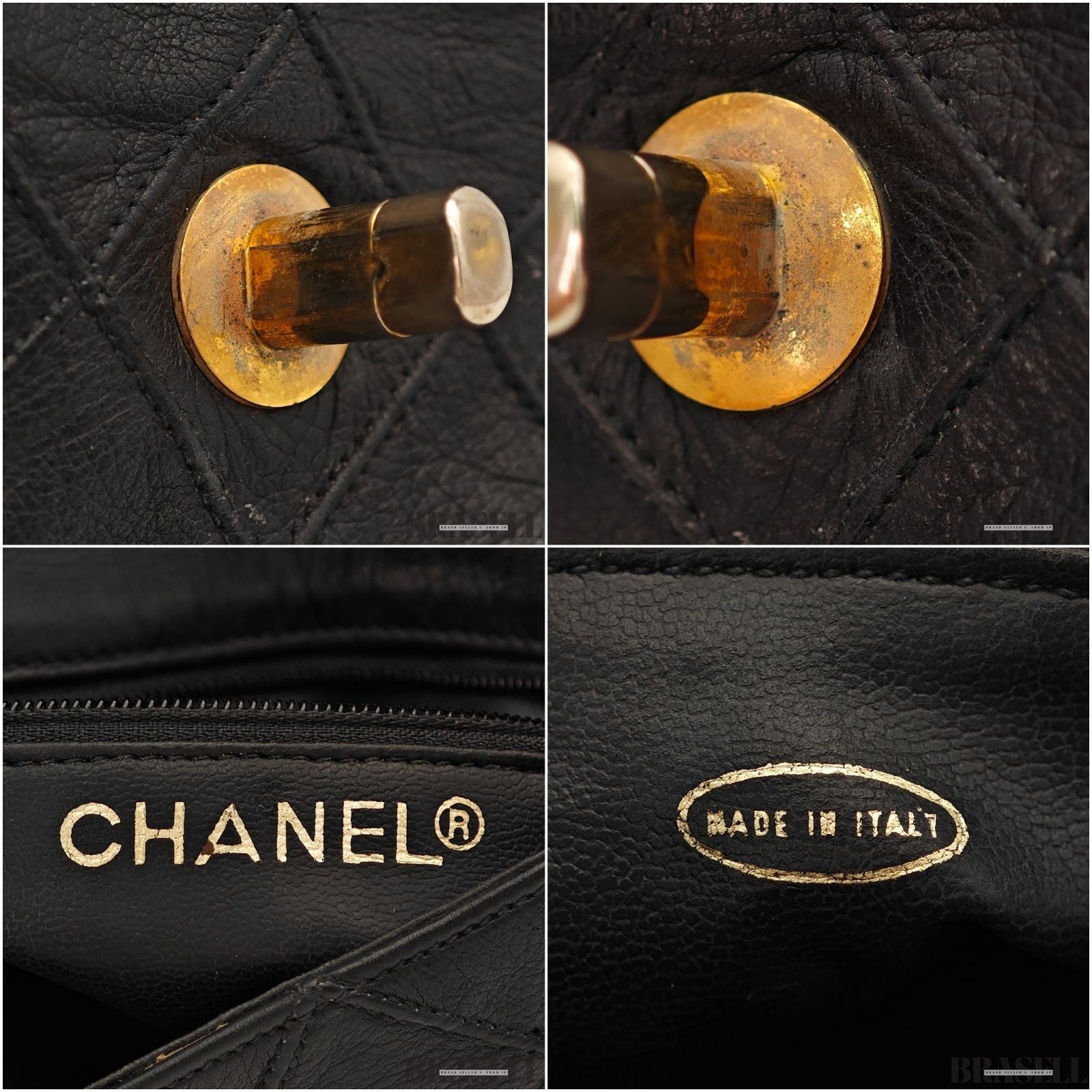 CHANEL Belt Bag Black Leather Gold Turnlock CC Logo Chain Waist Pouch Quilting