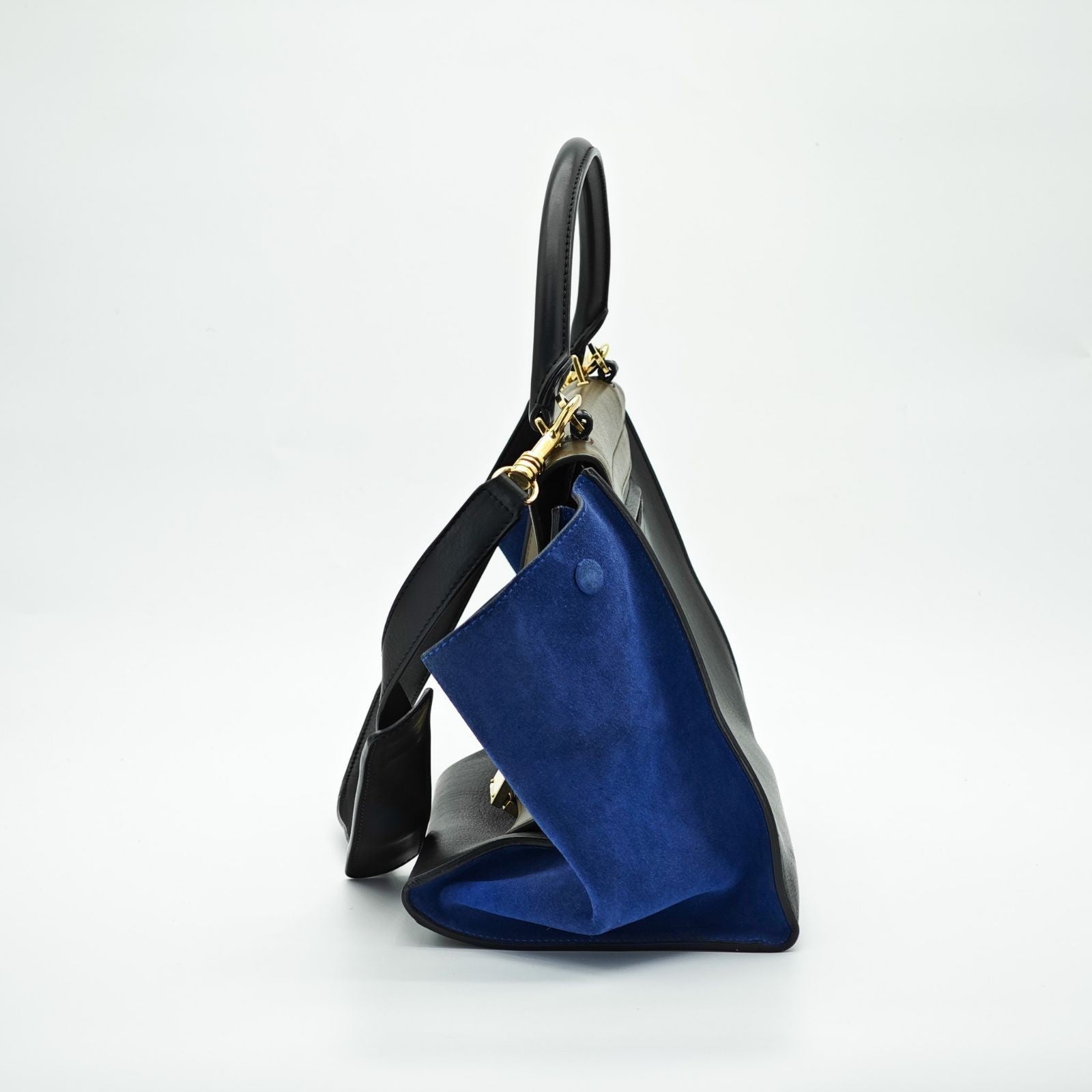 CELINE Trapeze Small 2-Way Bag Black with Flap with Shoulder Strap
