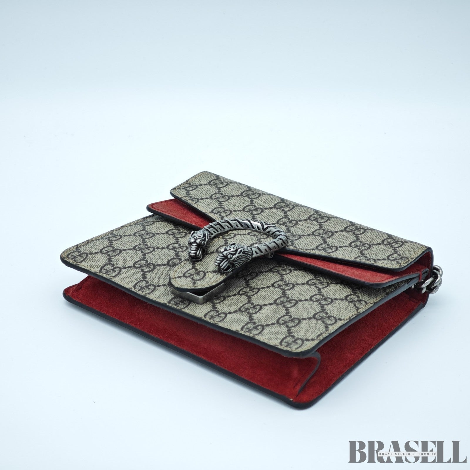 GUCCI Dionysus Mini Chain 421970 GG Supreme Suede Beige/Red