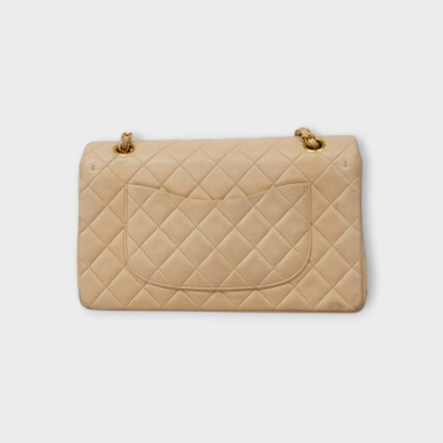 CHANEL Matrasse W chain shoulder bag handbag beige leather