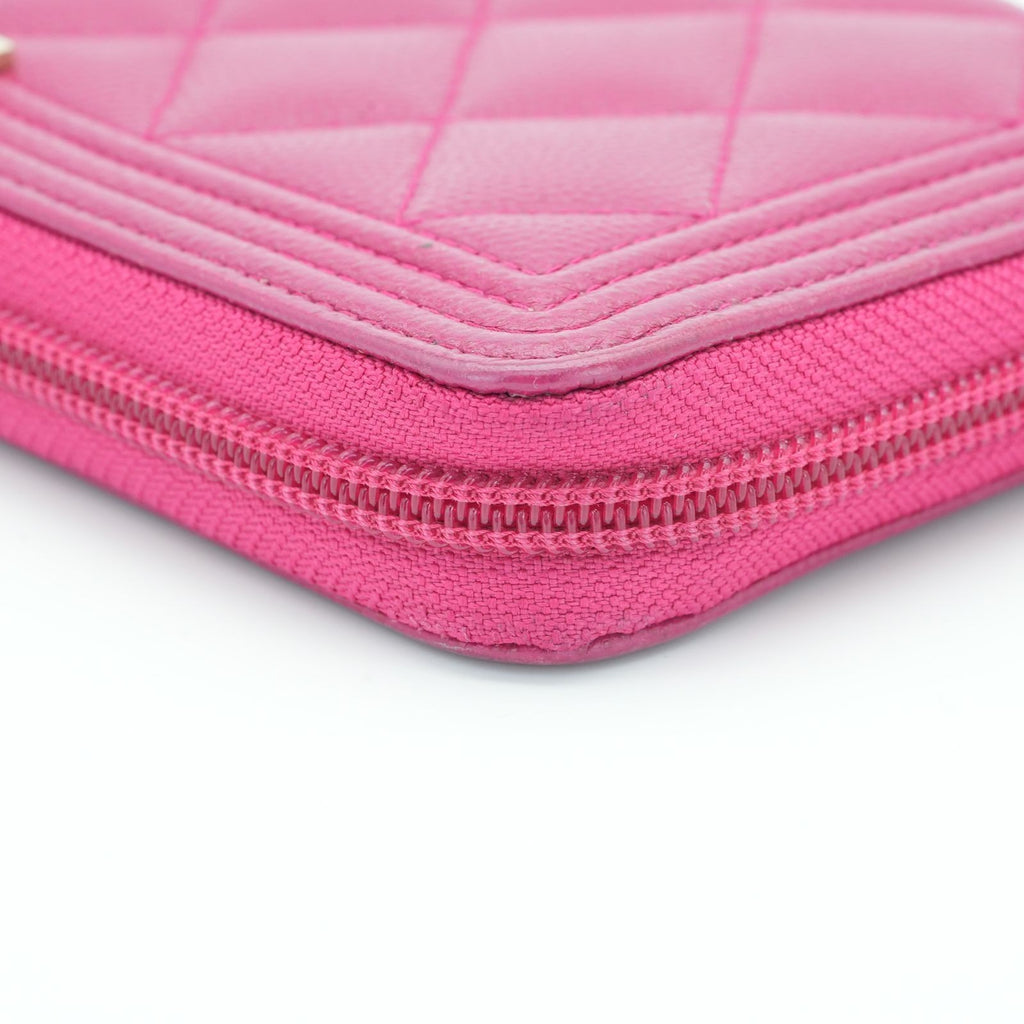 CHANEL Boy Chanel Caviar Leather Long Wallet Pink Women's 23 Series