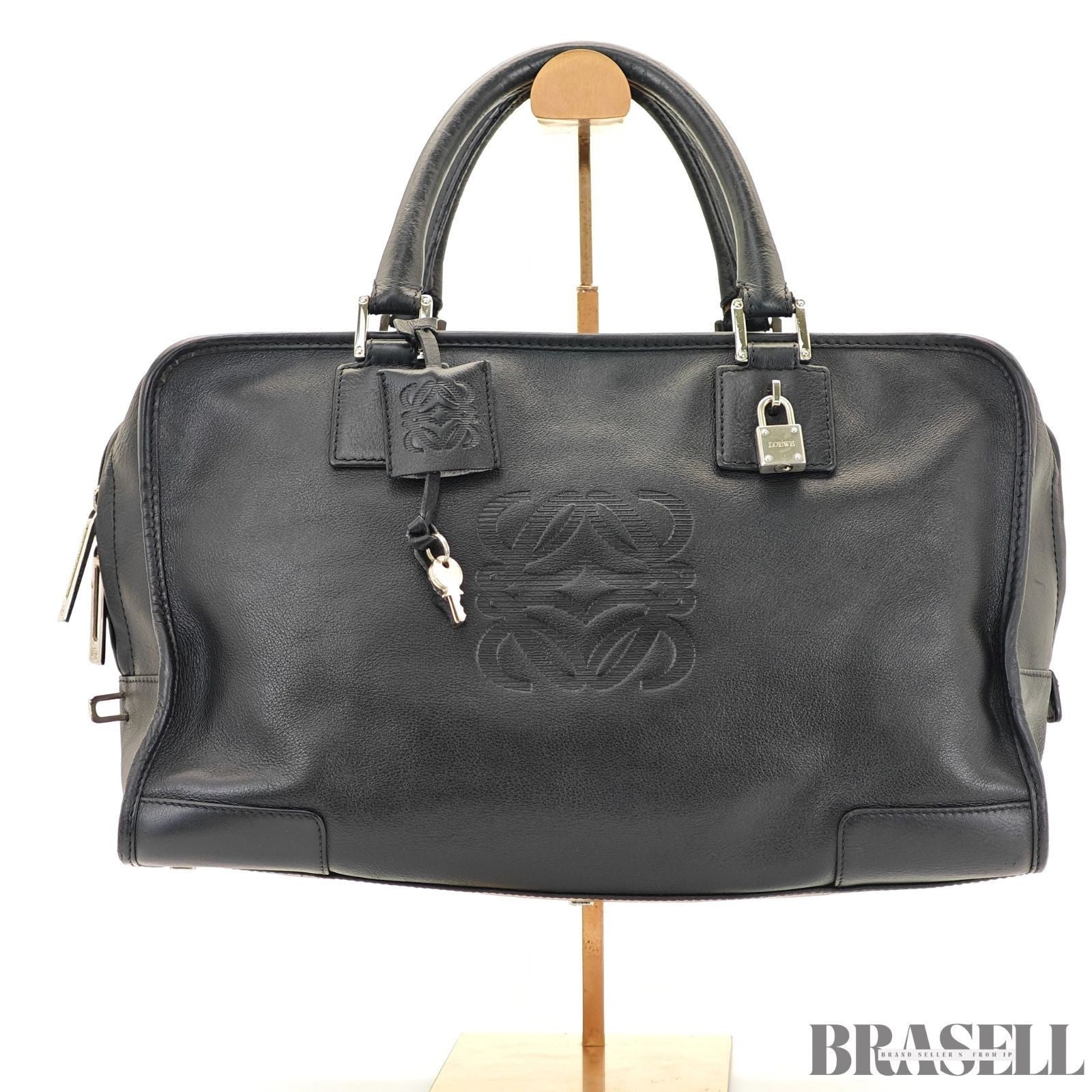 LOEWE Amazona 36 Handbag Horizontal Black with Silver Hardware