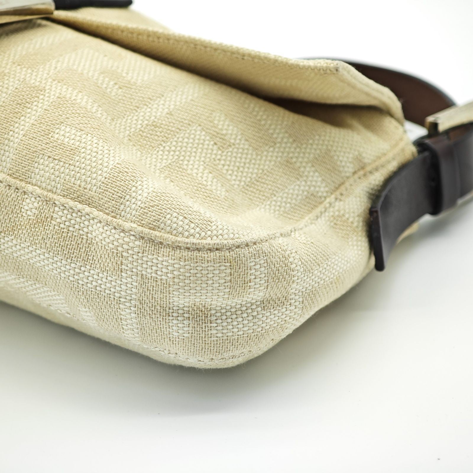 FENDI Mamma Bucket Handbag Canvas and Leather Beige Women's