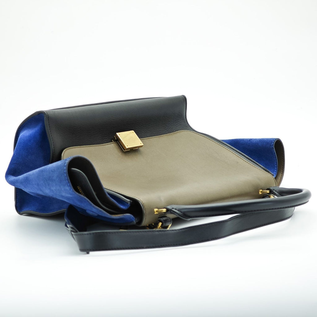 CELINE Trapeze Small 2-Way Bag Black with Flap with Shoulder Strap
