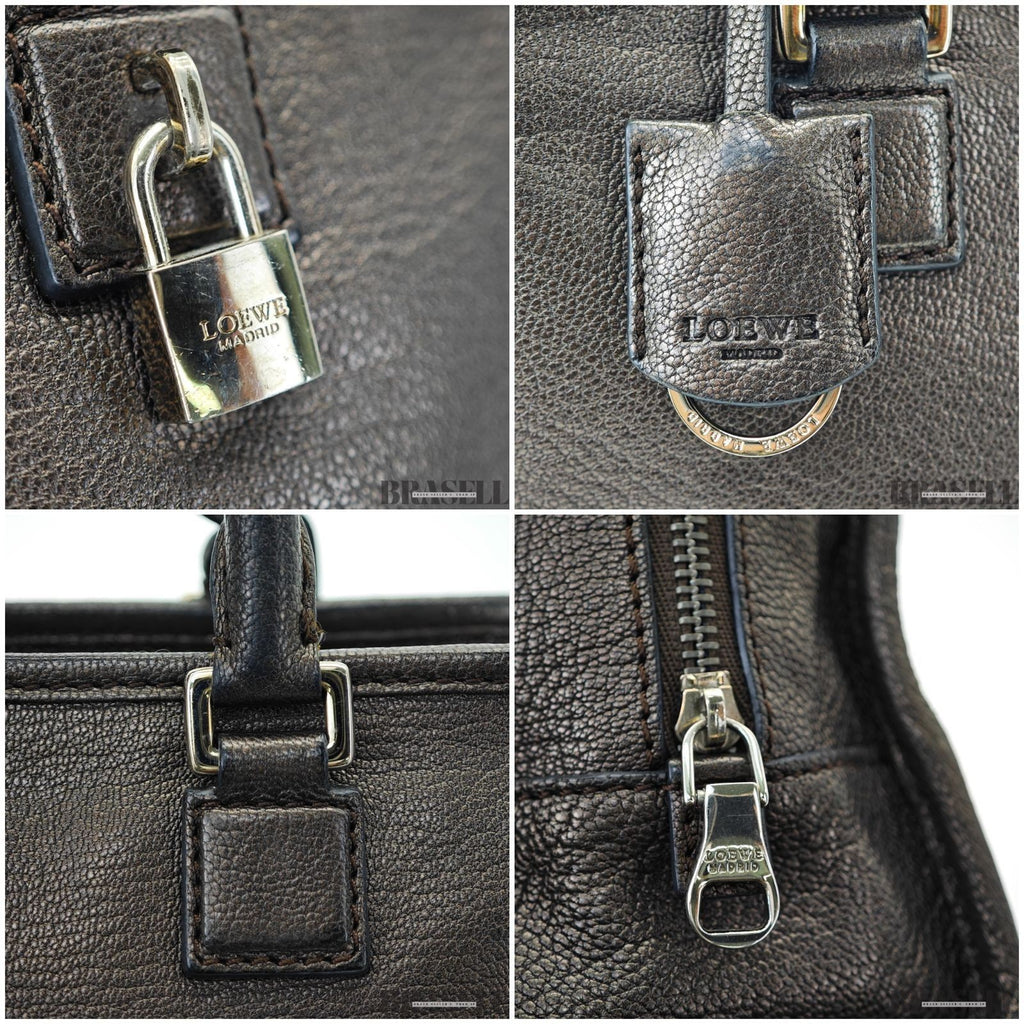 LOEWE Amazona 23 Bag Horizontal Handbag Gunmetal Women's and Men's