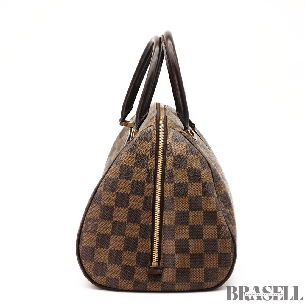 LOUIS VUITTON Logo Ribera MM Hand Bag Damier Ebene Leather Brown N41434 Spain