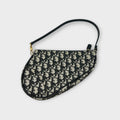 Christian Dior Saddle Trotter Handbag Tote Bag Black Canvas Leather 【A】