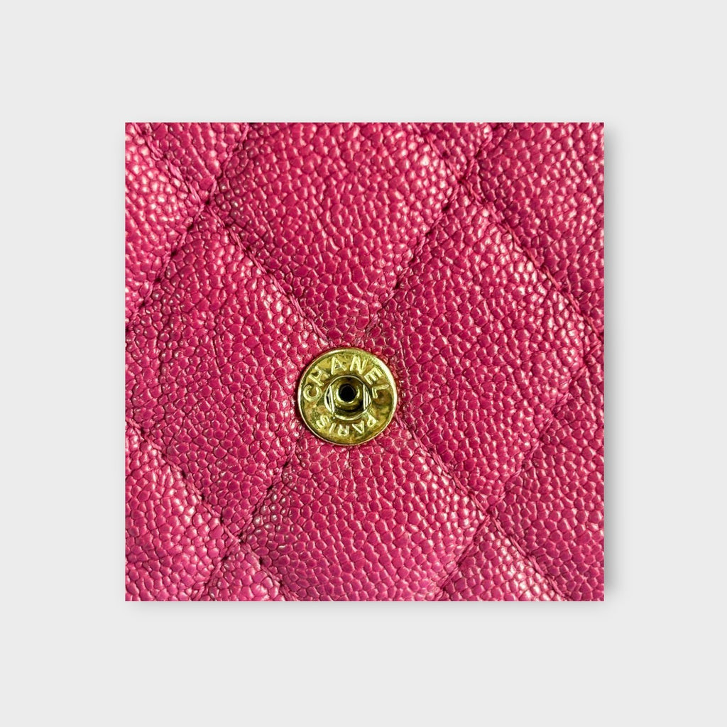 Chanel Boy Trifold Wallet in Pink Matelassé Caviar Skin