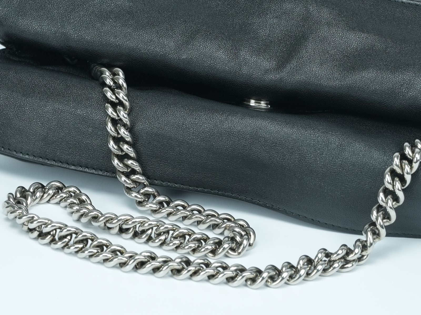 GUCCI Blondie Tote Bag 751518 Black Leather 2-Way Chain Shoulder Bag