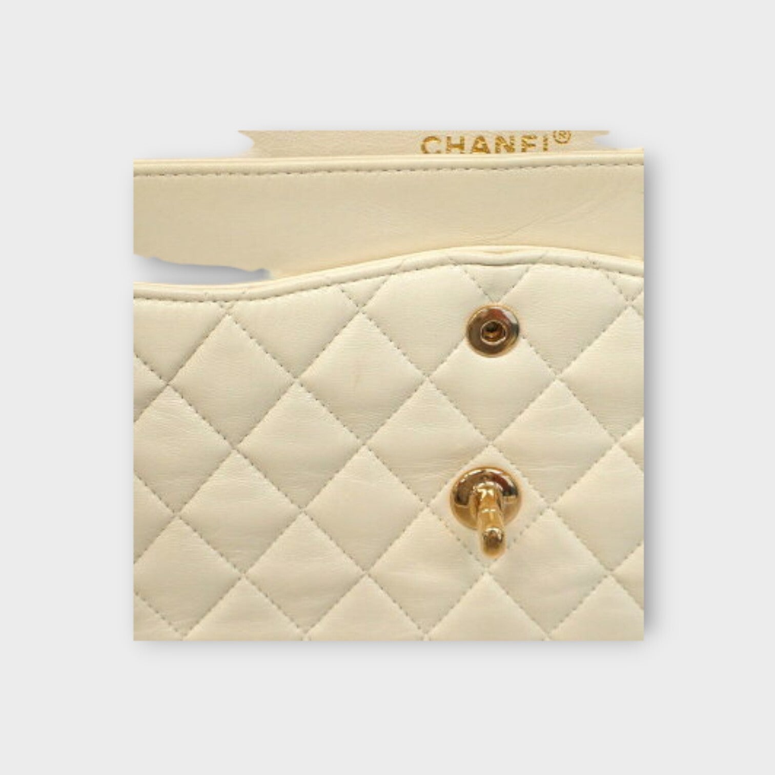 CHANEL MATRASSE W chain shoulder bag Lamb skin white with champagne gold hardwar