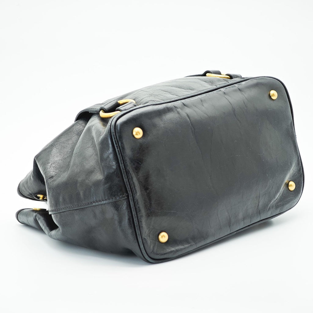 MIU MIU Vitello Lux Leather Handbag/Tote Bag Black for Men and Women