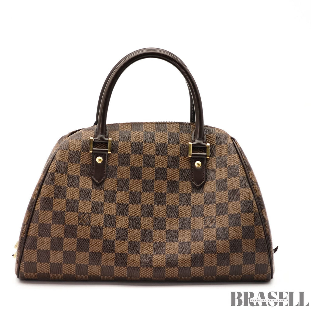 LOUIS VUITTON Logo Ribera MM Hand Bag Damier Ebene Leather Brown N41434 Spain