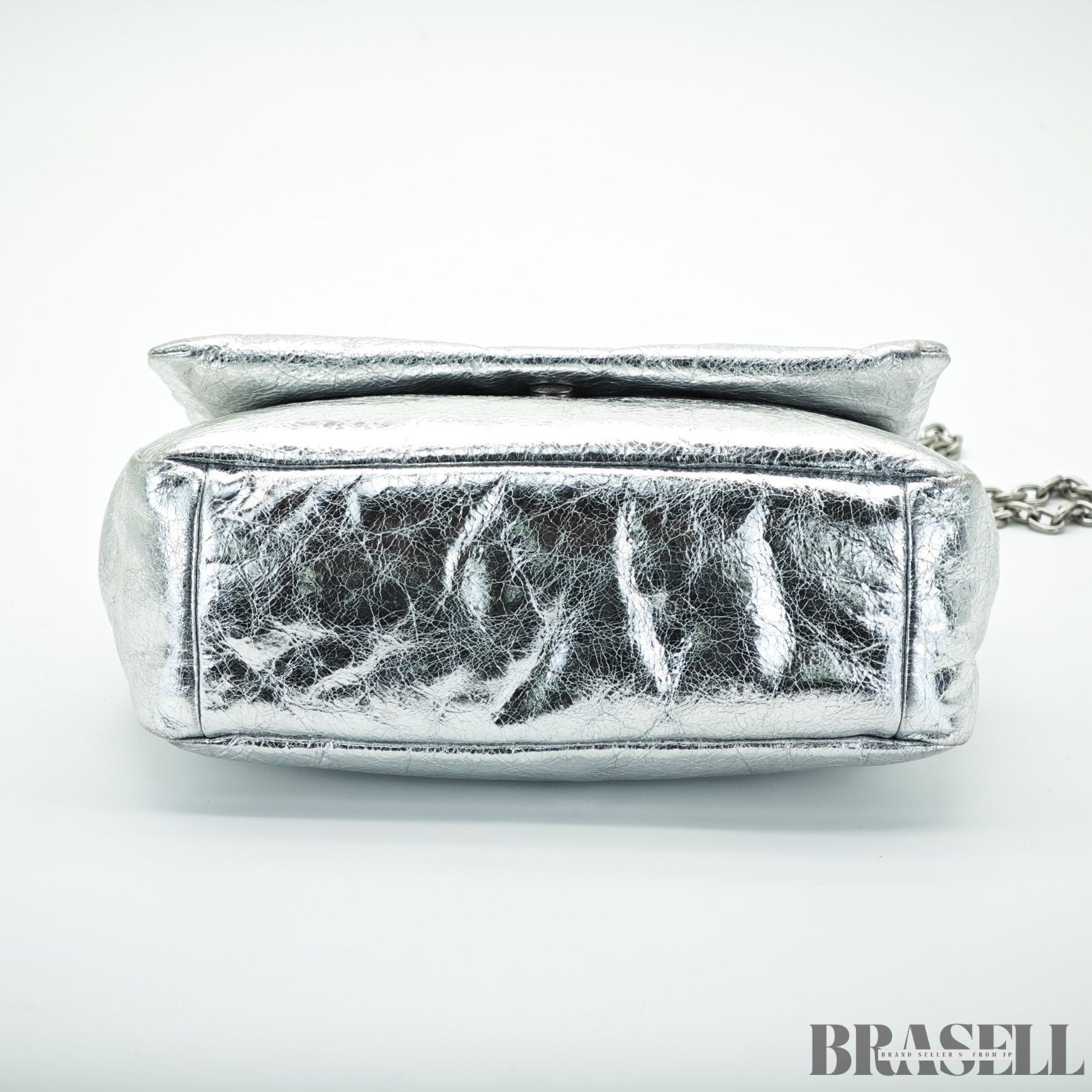 BALENCIAGA MONACO Nano Bag Metallized Compact Shoulder Bag in Silver