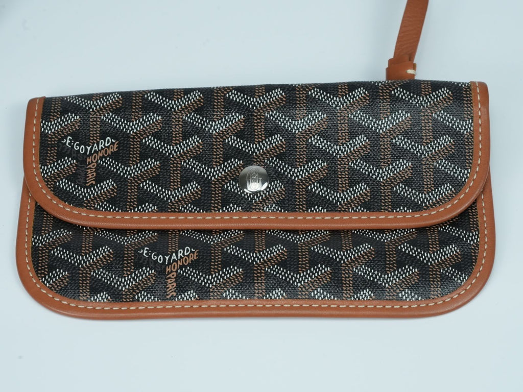 GOYARD Saint Louis PM Tote Bag Canvas Leather Handle Black Women's With Pouch