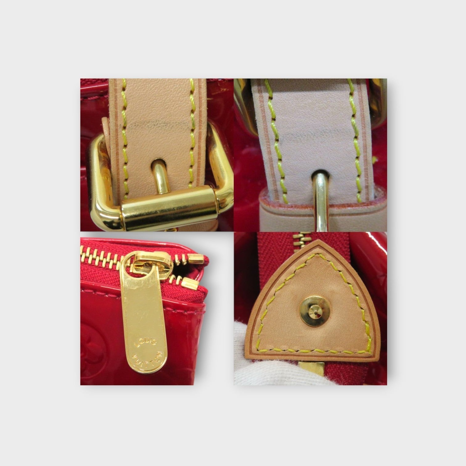 Louis Vuitton Rosewood Avenue Handbag Patent Monogram Vernis M93507 Red【A】