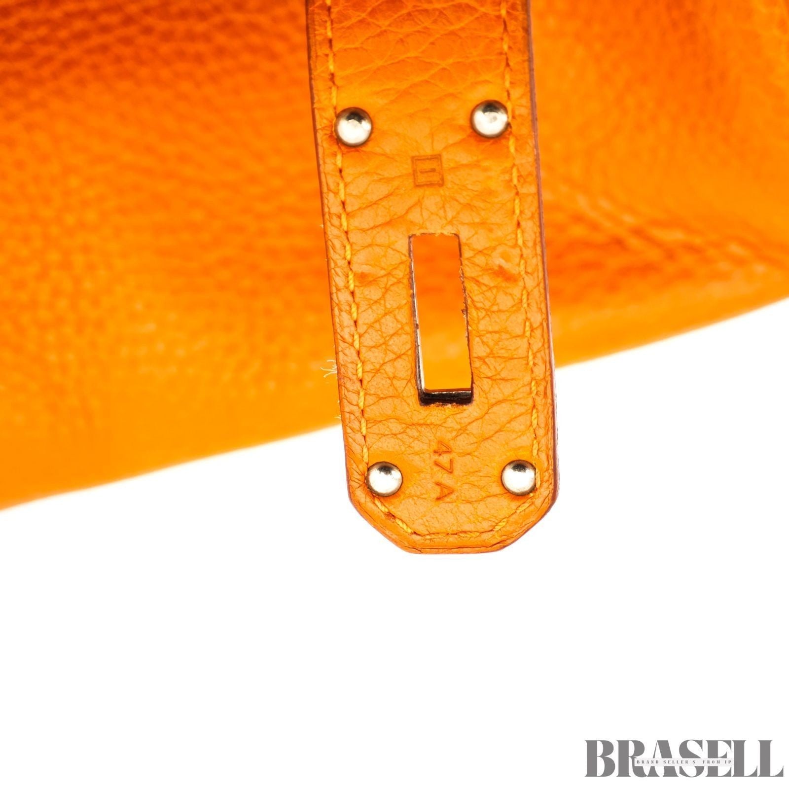 Hermes Shoulder Birkin 42 Taurillon Clemence Handbag Horizontal Orange silver