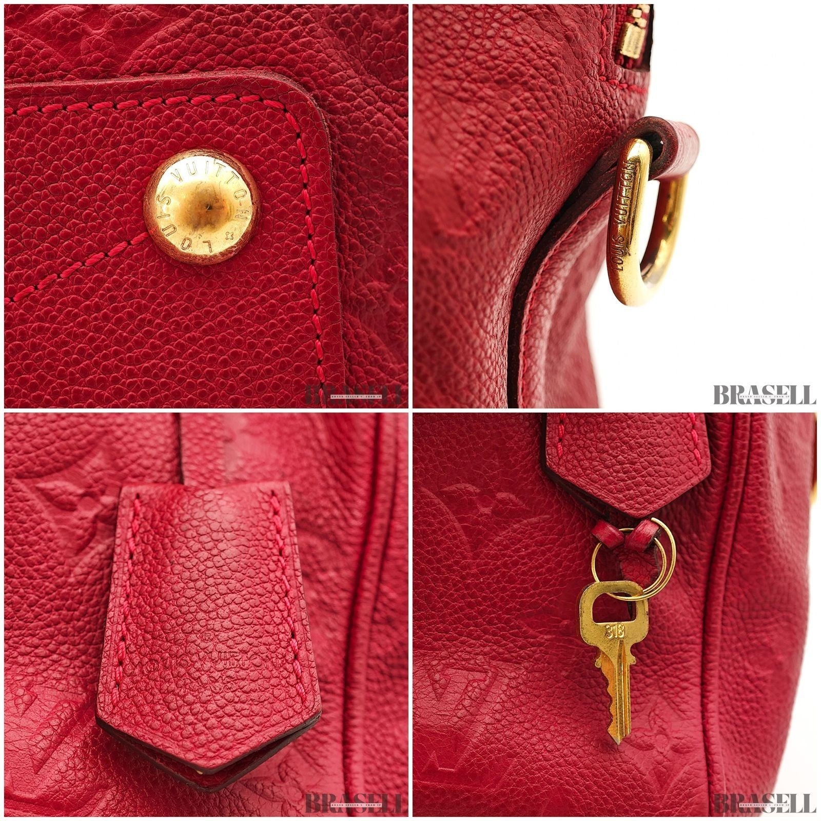 Louis Vuitton Speedy Bandoulière 25 Bag Handbag Monogram Empreinte Red Women’s