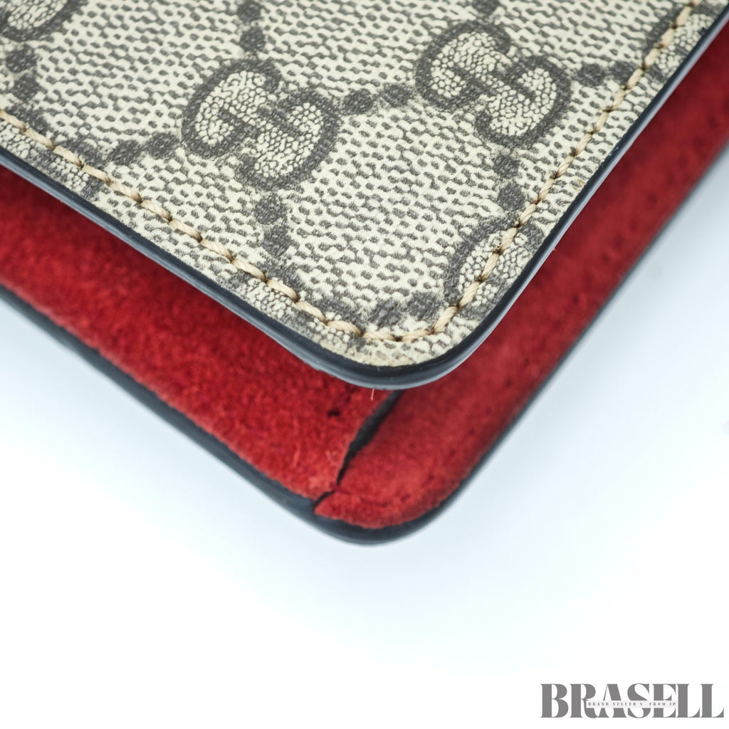 GUCCI Dionysus Mini Chain 421970 GG Supreme Suede Beige/Red
