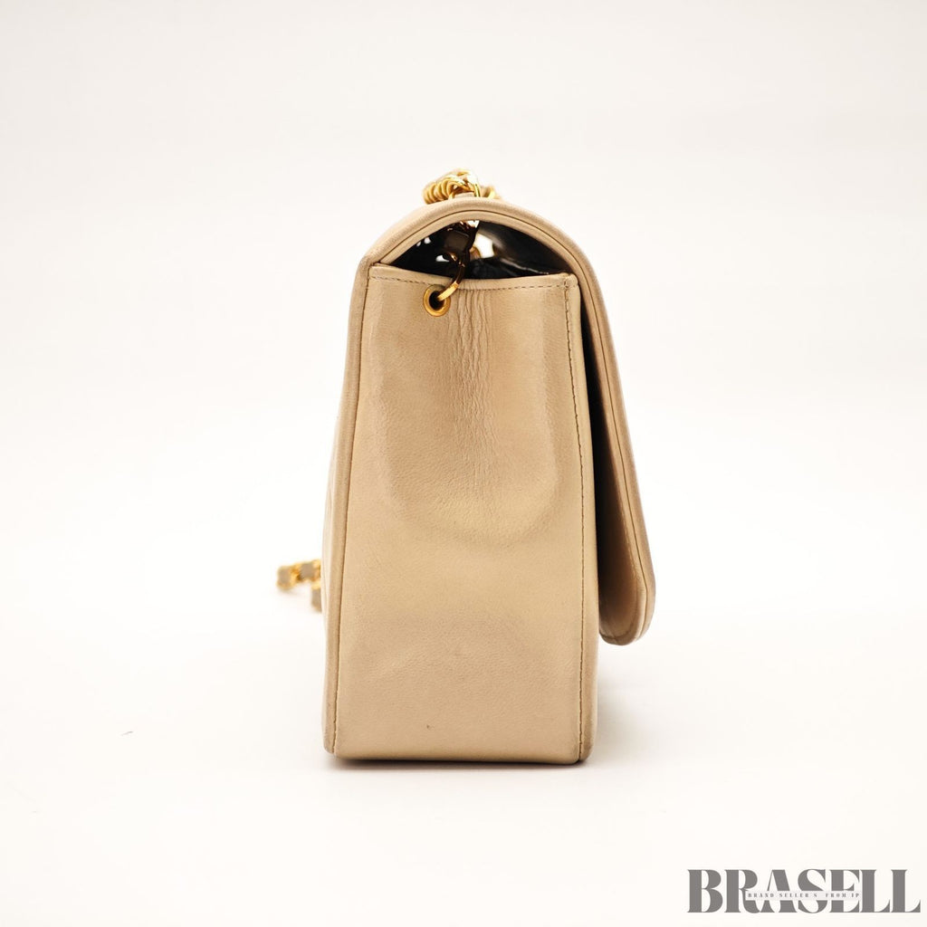 CHANEL Diana Flap 25 Matelasse Shoulder Bag Beige With Box Dust Bag Card