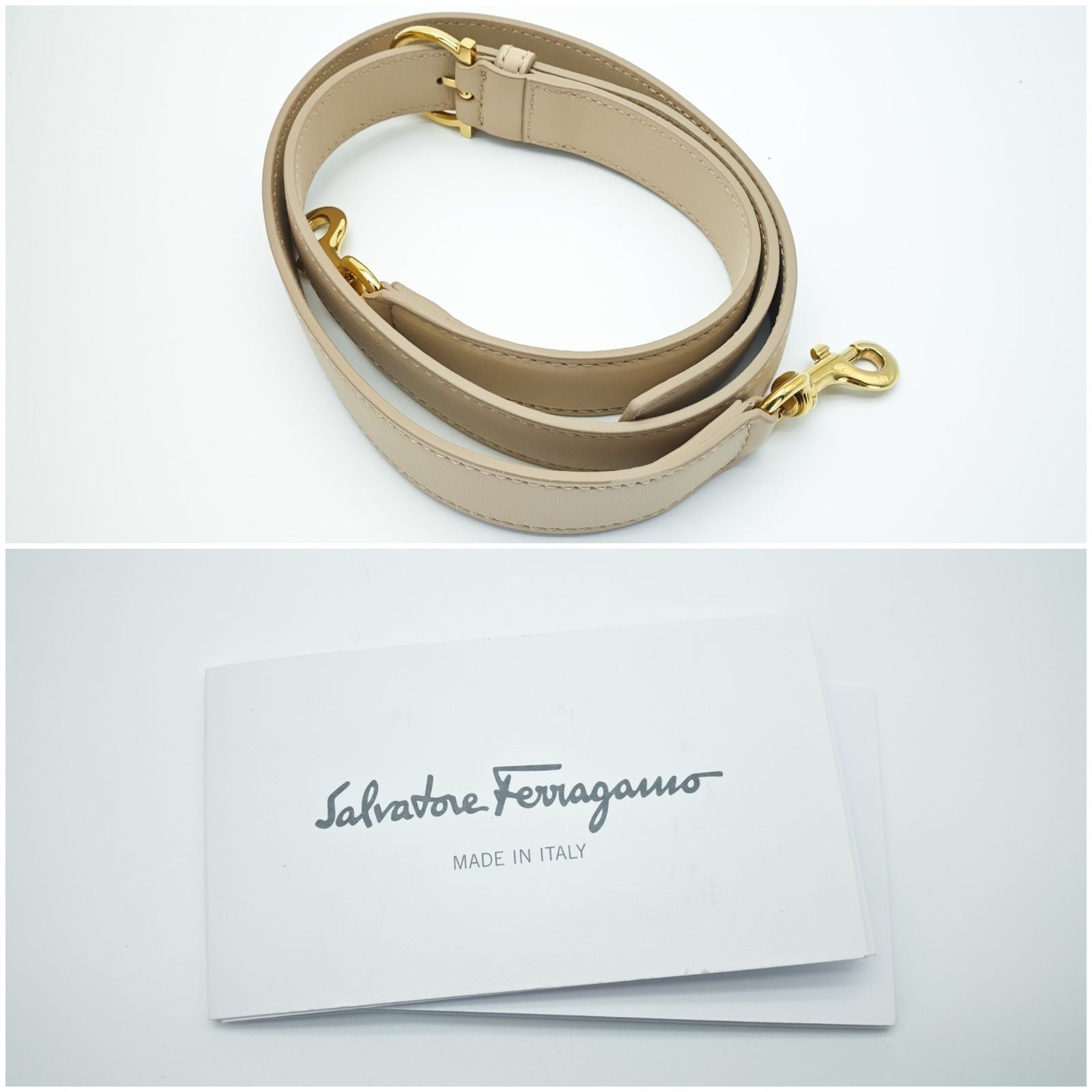 Ferragamo Gancini 2-Way Bag Shoulder Bag Handbag Beige Women’s