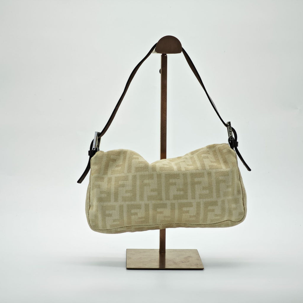 FENDI Mamma Bucket Handbag Canvas and Leather Beige Women's