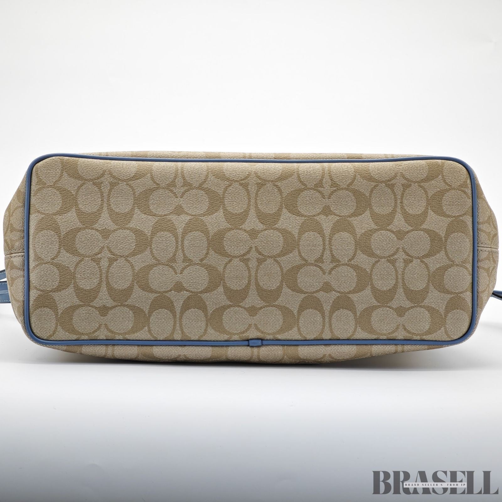 COACH Luxury Signature Tote Bag Beige/Blue for Women