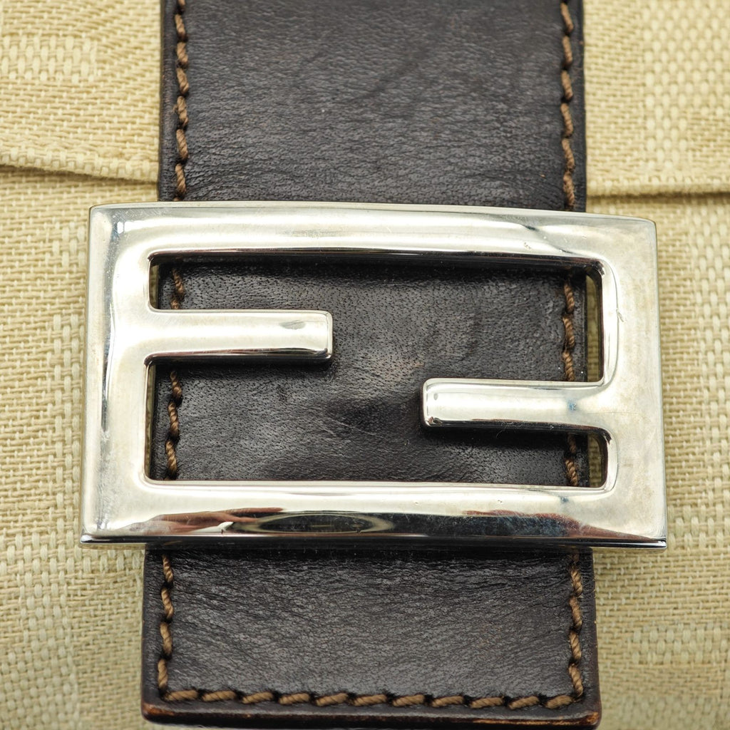 FENDI Mamma Bucket Handbag Canvas and Leather Beige Women's