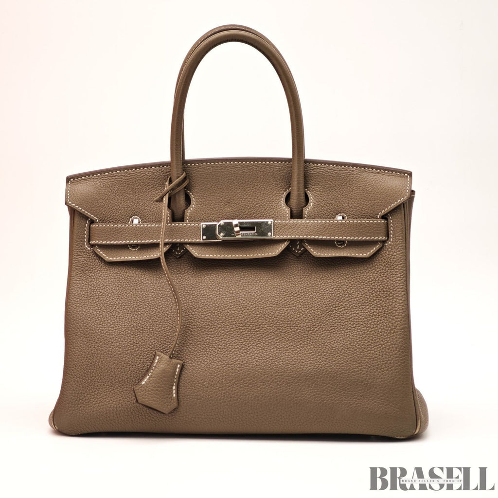 Hermes Birkin 30 Etoupe Togo Leather Tote Handbag Women Authentic Bag w/Box