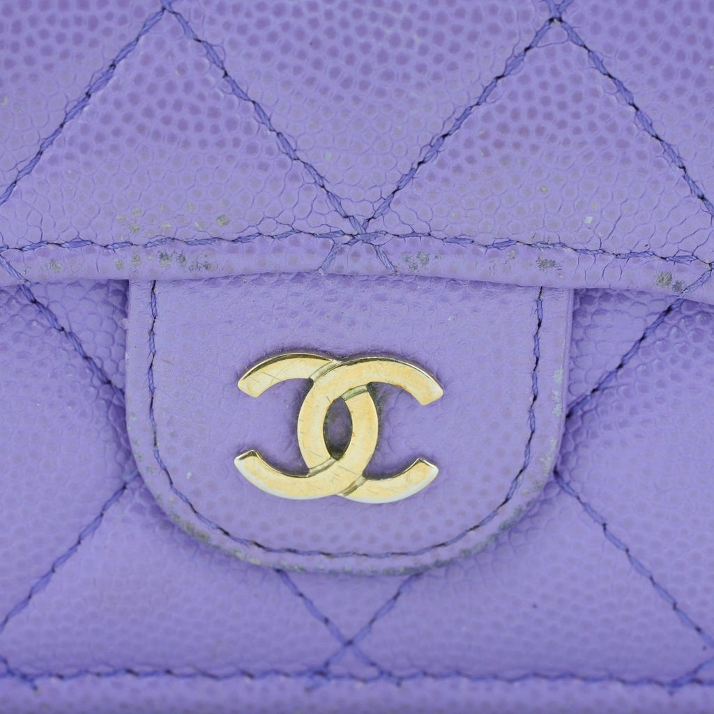 CHANEL Matelassé Bifold Wallet Compact Purple Women's
