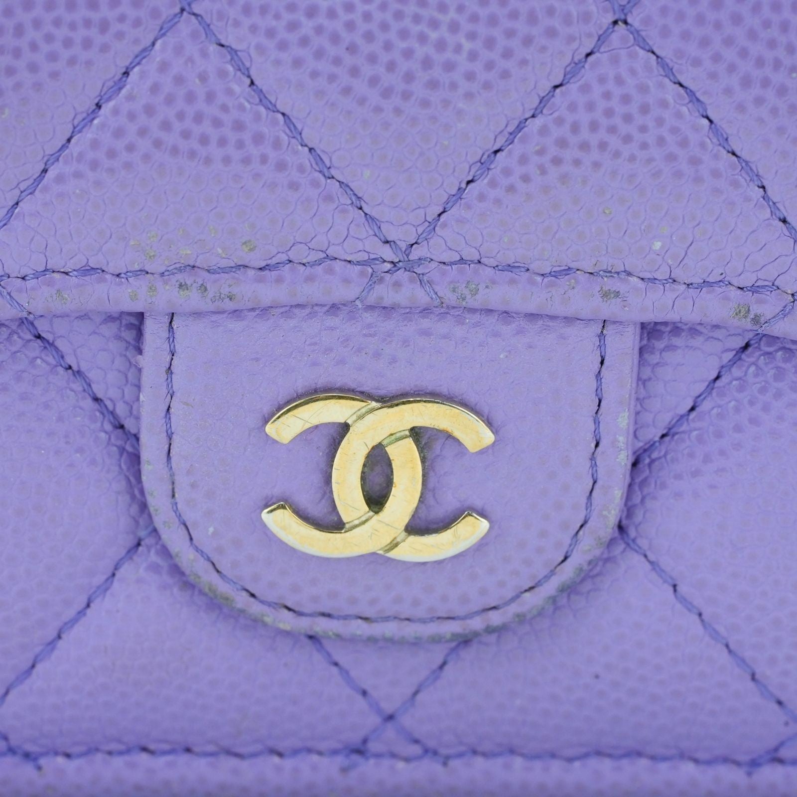 CHANEL Matelassé Bifold Wallet Compact Purple Women's