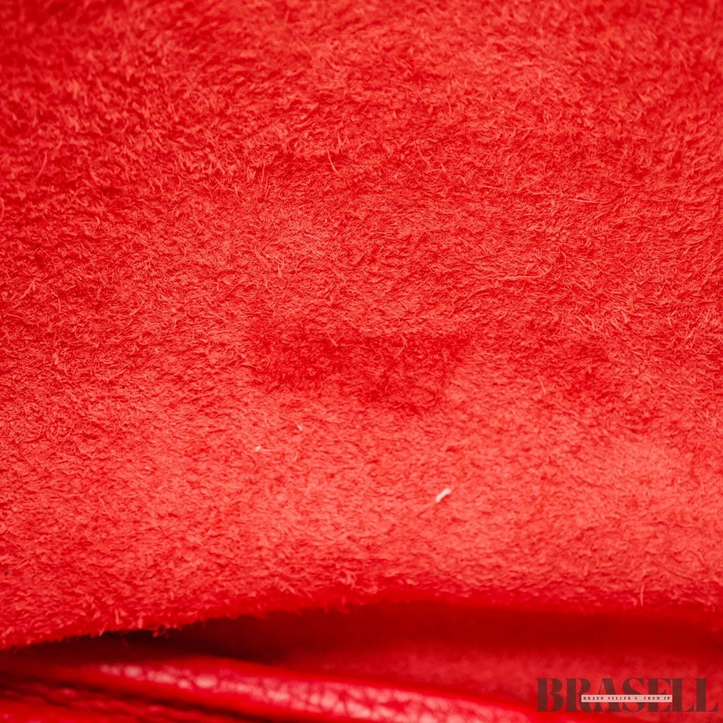 HERMES Picotin Lock Red Handbag Tote Bag Leather Silver Hardware with Padlock