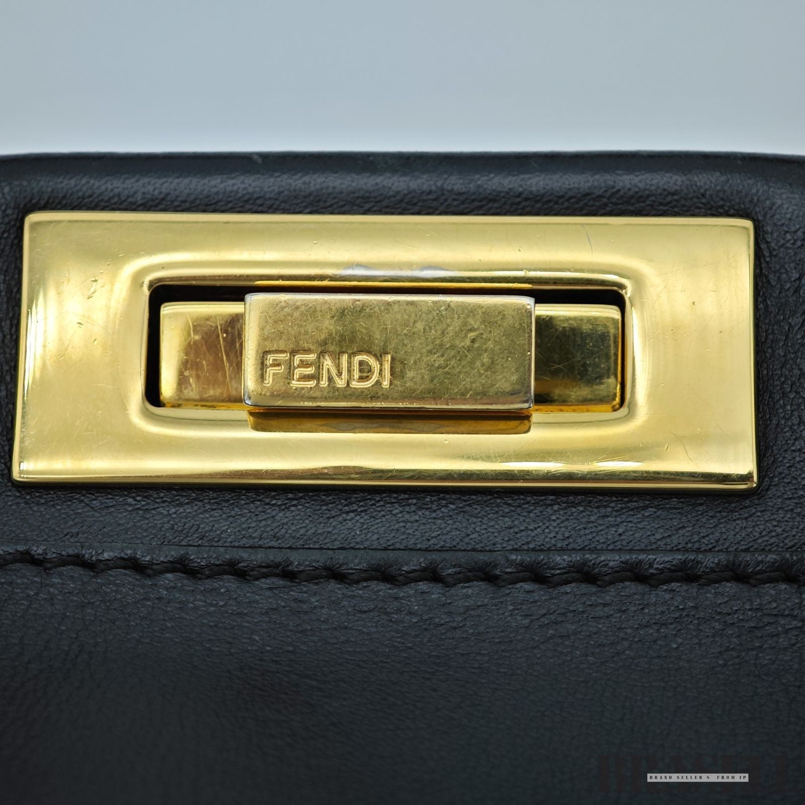 FENDI Peekaboo 8BN290 Large Black Leather Handbag Shoulder Bag Women’s