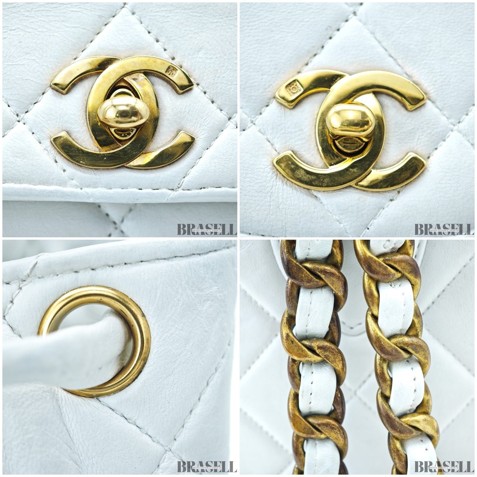 Chanel Matelassé Chain Backpack White Rucksack Bag Women Gold Hardware