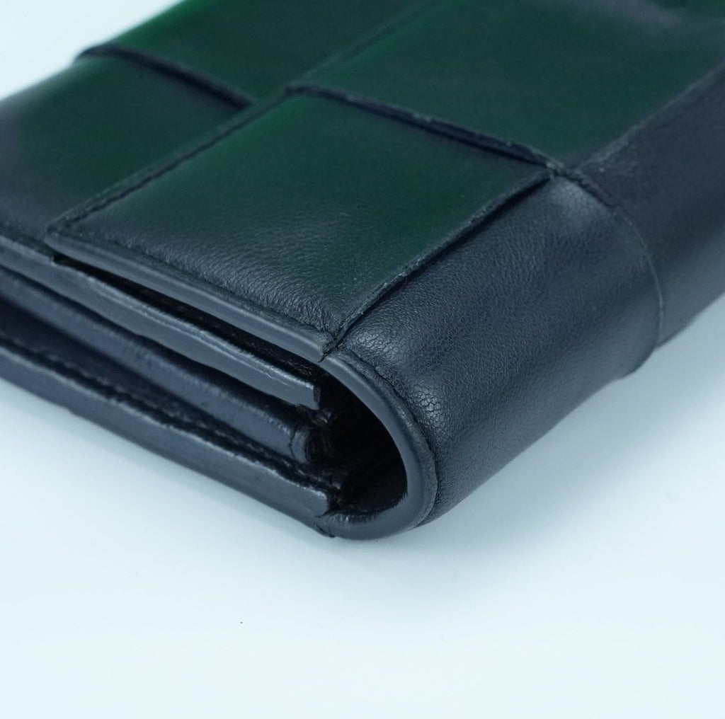 BOTTEGA VENETA Cassette Intrecciato Navy Long Wallet with Built-in IC Chip