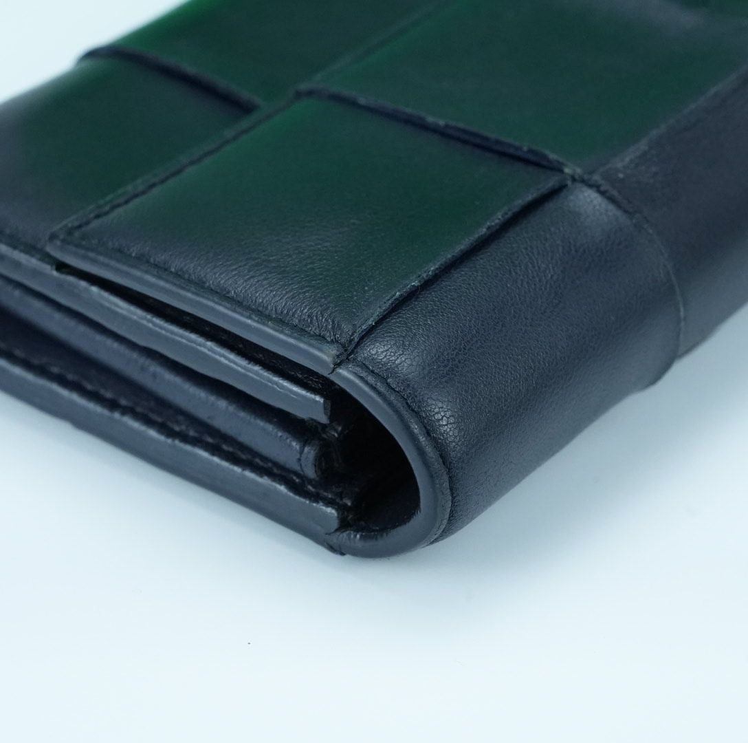 BOTTEGA VENETA Cassette Intrecciato Navy Long Wallet with Built-in IC Chip