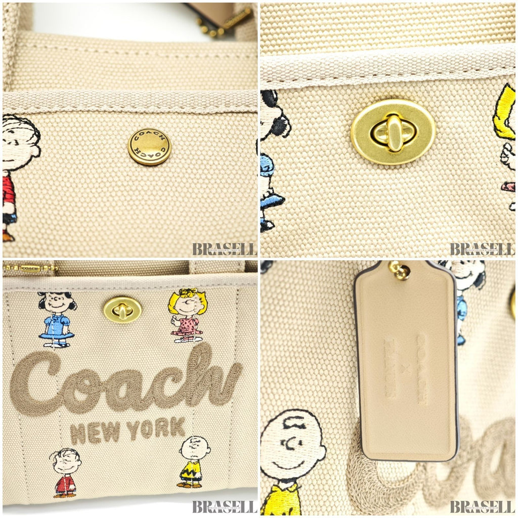 COACH x PEANUTS Snoopy Cargo 2-Way Tote Bag C2657 CBH43 Shoulder Bag Cute Beige