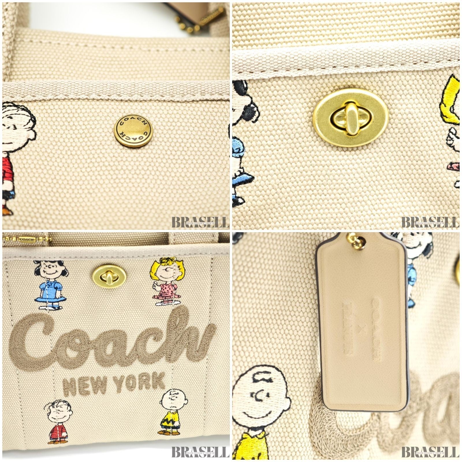 COACH x PEANUTS Snoopy Cargo 2-Way Tote Bag C2657 CBH43 Shoulder Bag Cute Beige